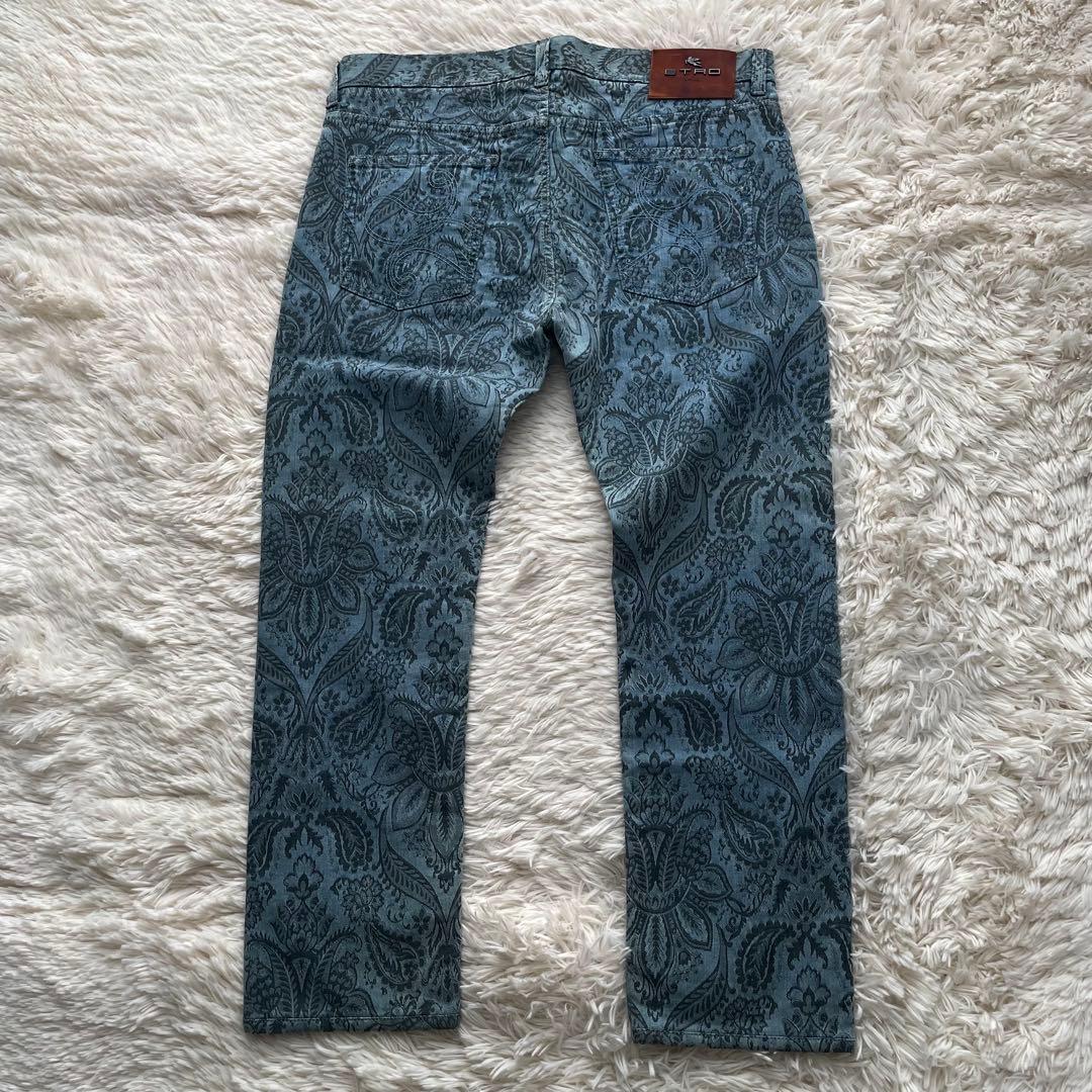美品✨エトロ　デニムパンツ　ペイズリー柄　ペガサス　洗える　青　XL
