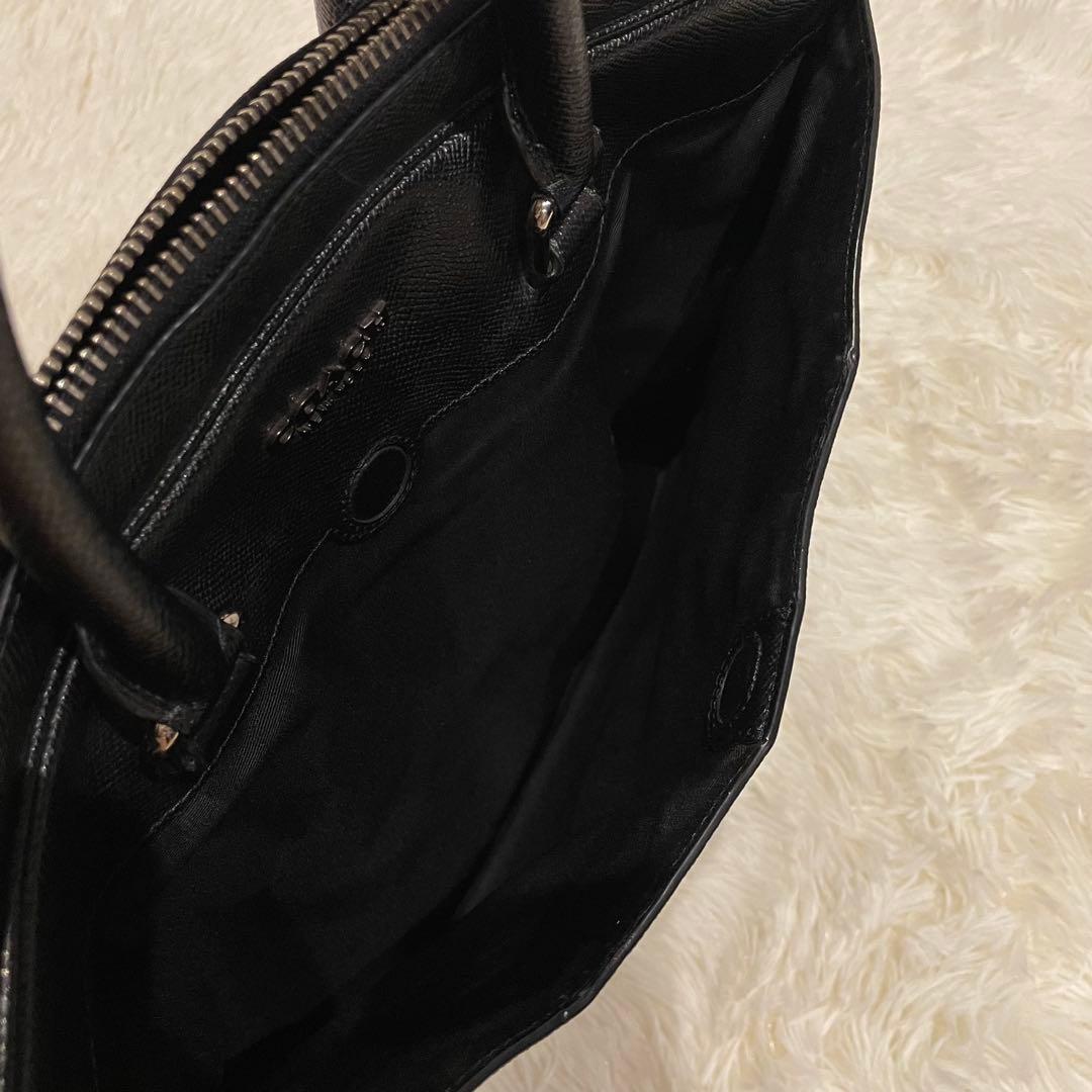 コーチ 2way オールレザー ベケット ブリーフケース ブラック シルバーロゴ