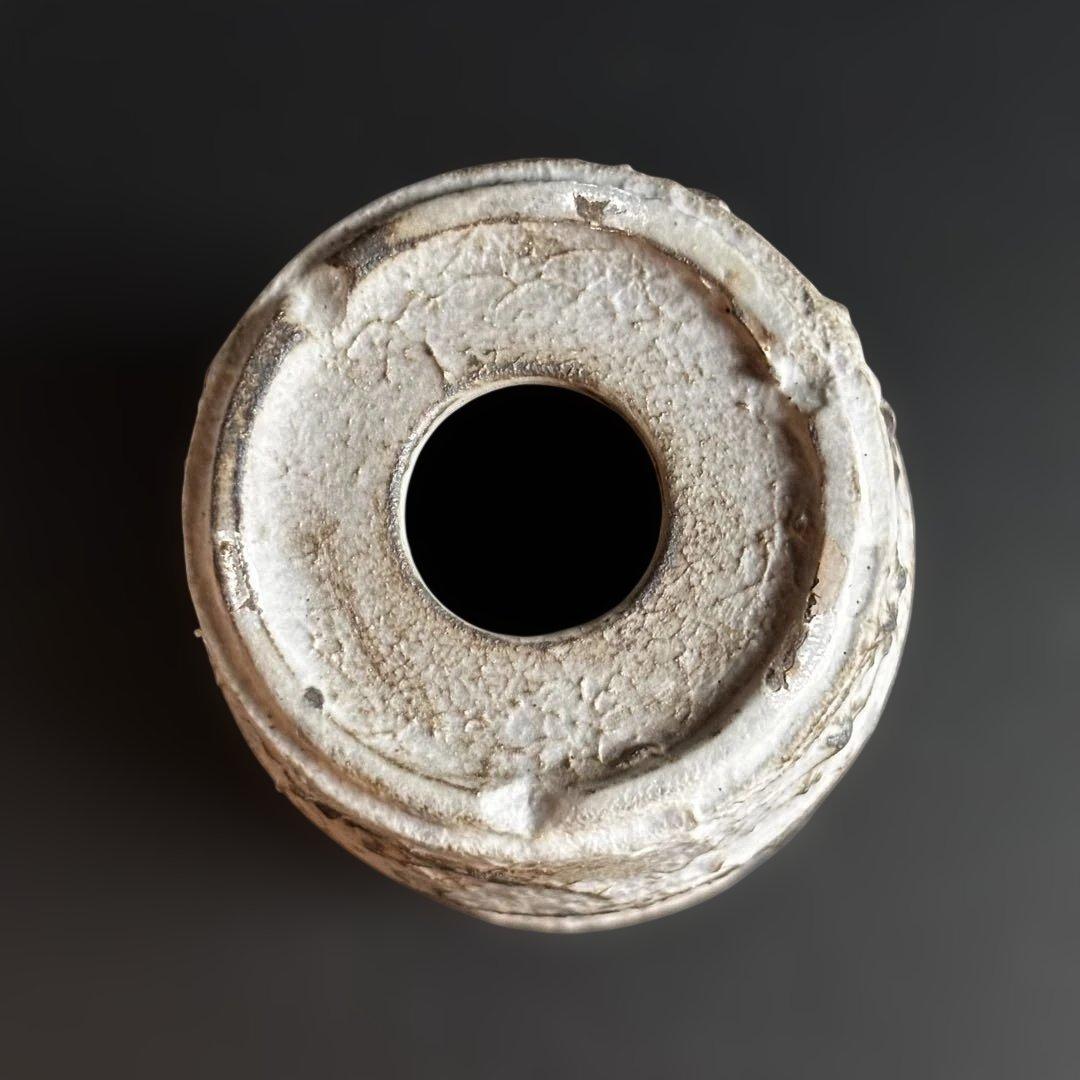 有馬和博 白サビ陶器鉢｜未使用 作家鉢｜φ10.5cm H15.5cm