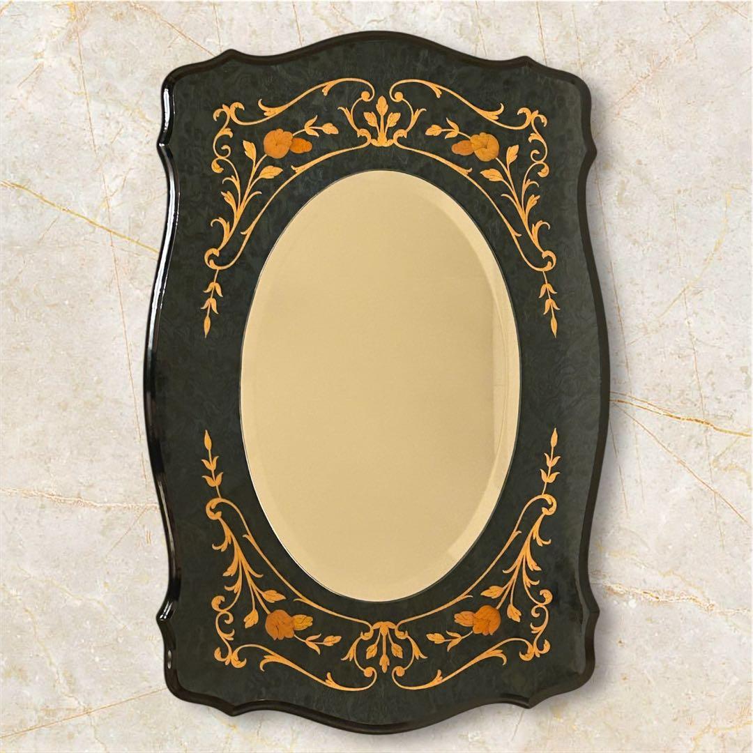 【美品】高級イタリア製アンティーク壁掛けミラー　ドマン　象嵌　鏡　ヴィンテージ