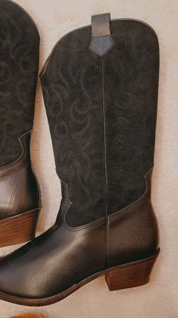 【未使用】カワノ celica 本革ウエスタンブーツ 黒