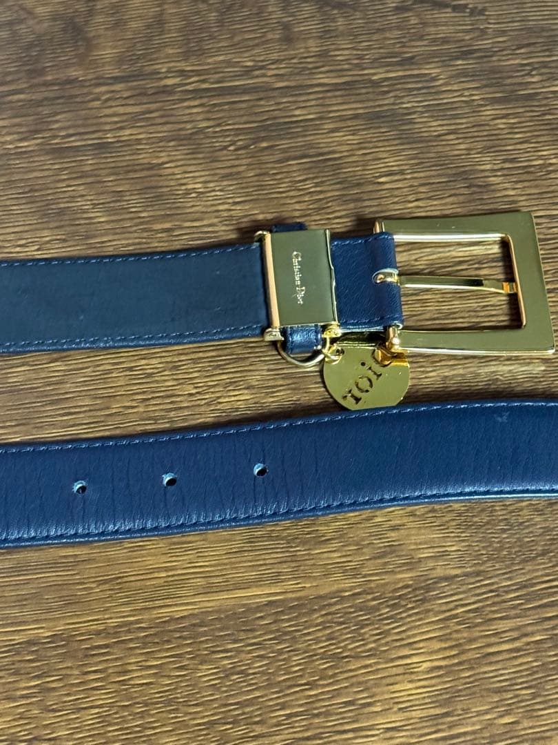 Christian Dior ネイビー レザーベルト