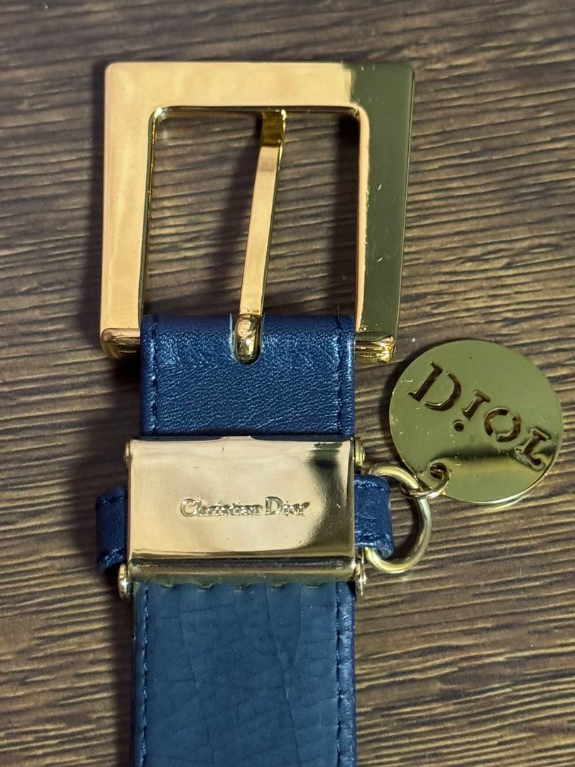 Christian Dior ネイビー レザーベルト