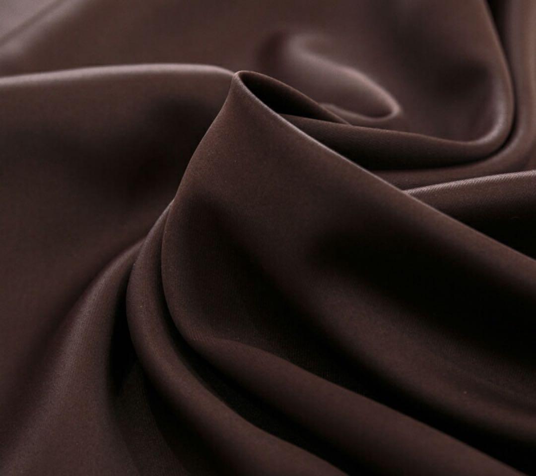 【幅100×丈190×2枚】(レースセット)ブラウン・ドレープカーテン