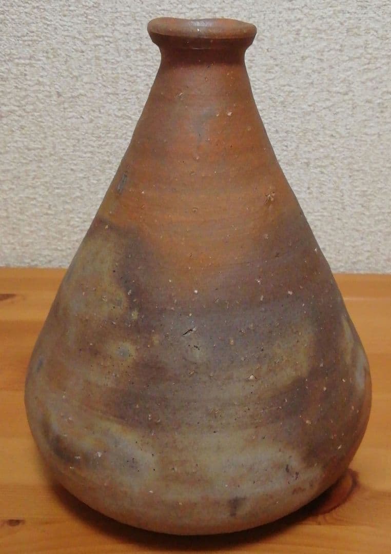 金重道明作　備前焼　一輪　花入　共箱　略歴付　花瓶