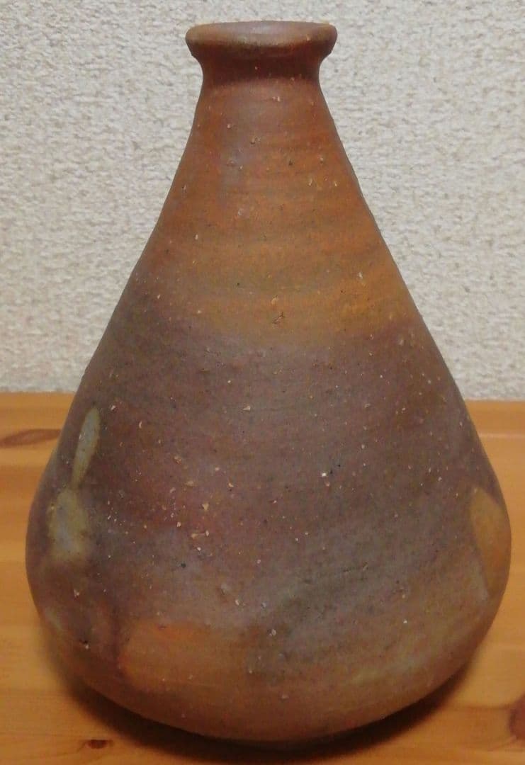 金重道明作　備前焼　一輪　花入　共箱　略歴付　花瓶