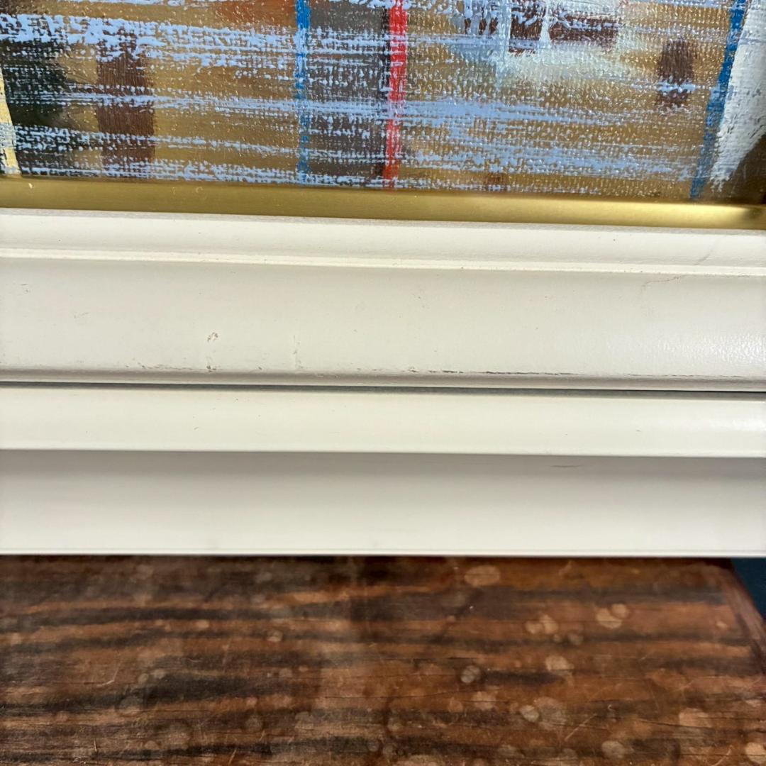 佐藤計「オンフルール」キャンバスに油彩画 F6 直筆サイン入 額装 フランス風景