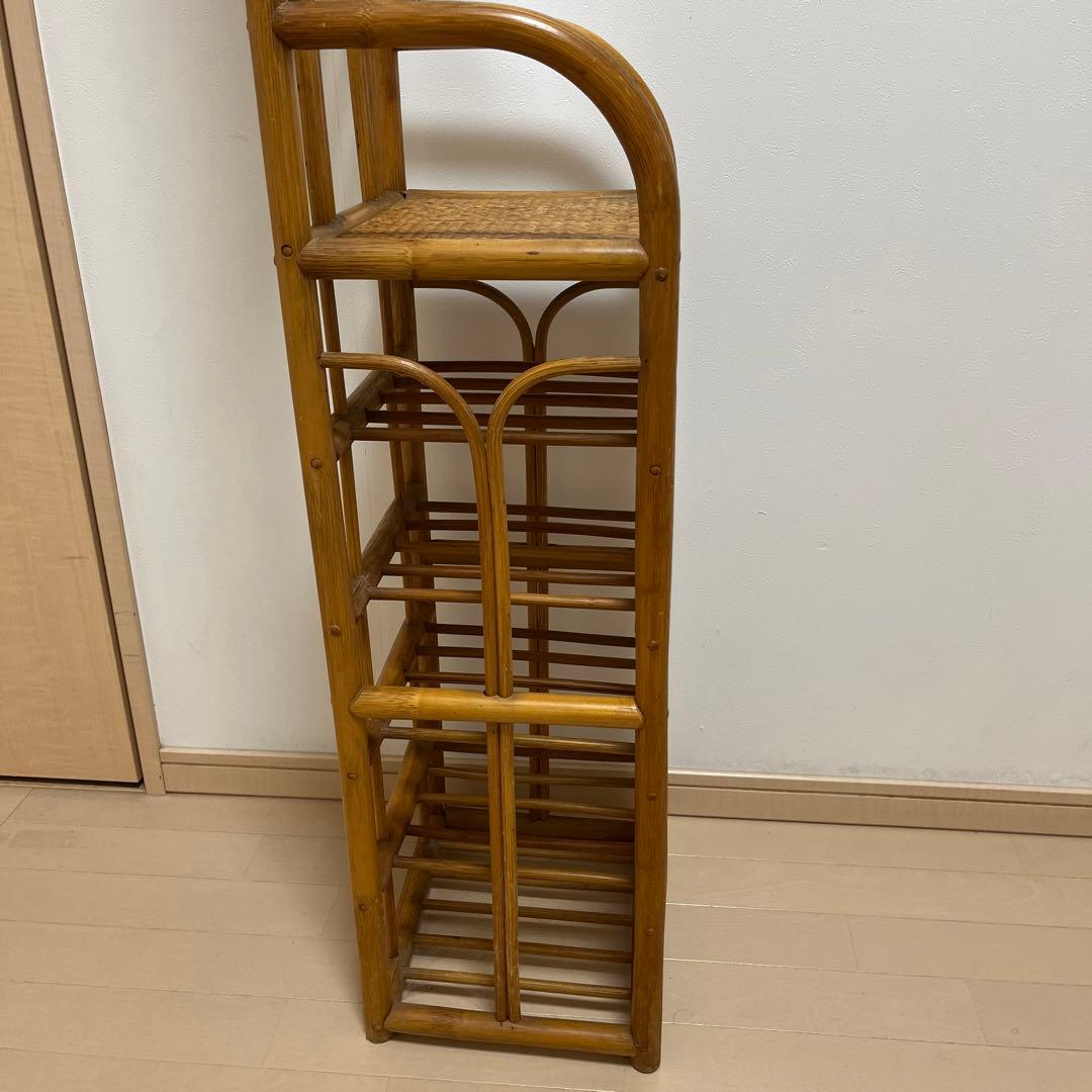 藤　ラタン　鏡　ミラー　棚　インテリア　昭和　レトロ