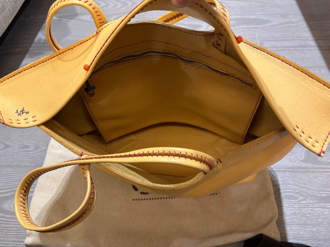 HENRY QUIR イエロー レザー トートバッグ