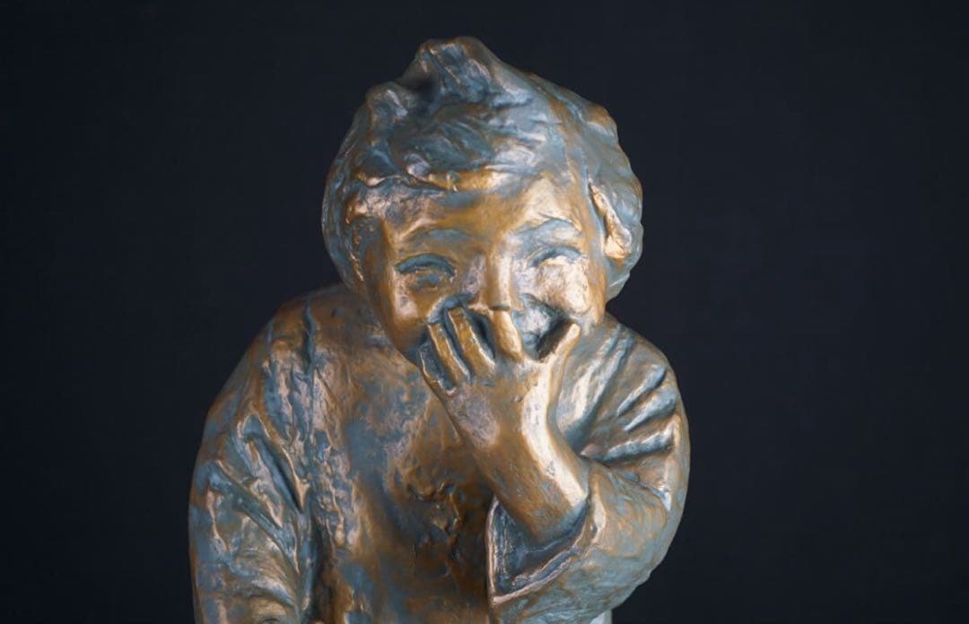 彫刻家 北村西望 作 ブロンズ『歓び』大作 1966年作 北村治禧識箱 巨匠