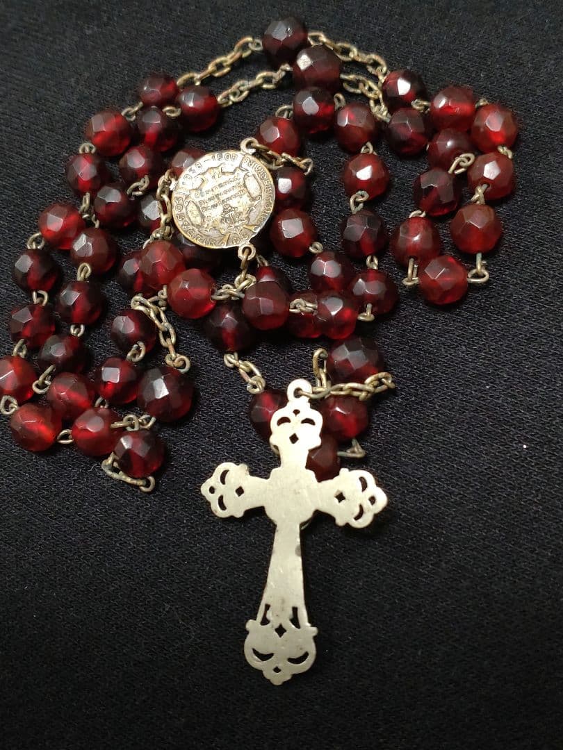 ◎K049-ロザリオ【ルビー】【ビンテージ】【お値引対象品】