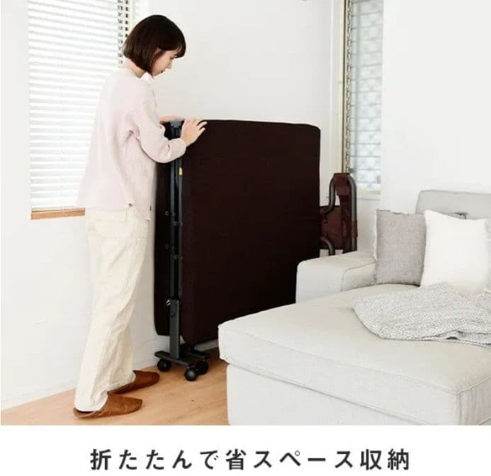 手すり付き 折りたたみベッド ( BAS-1S(DBR)T ダークブラウン