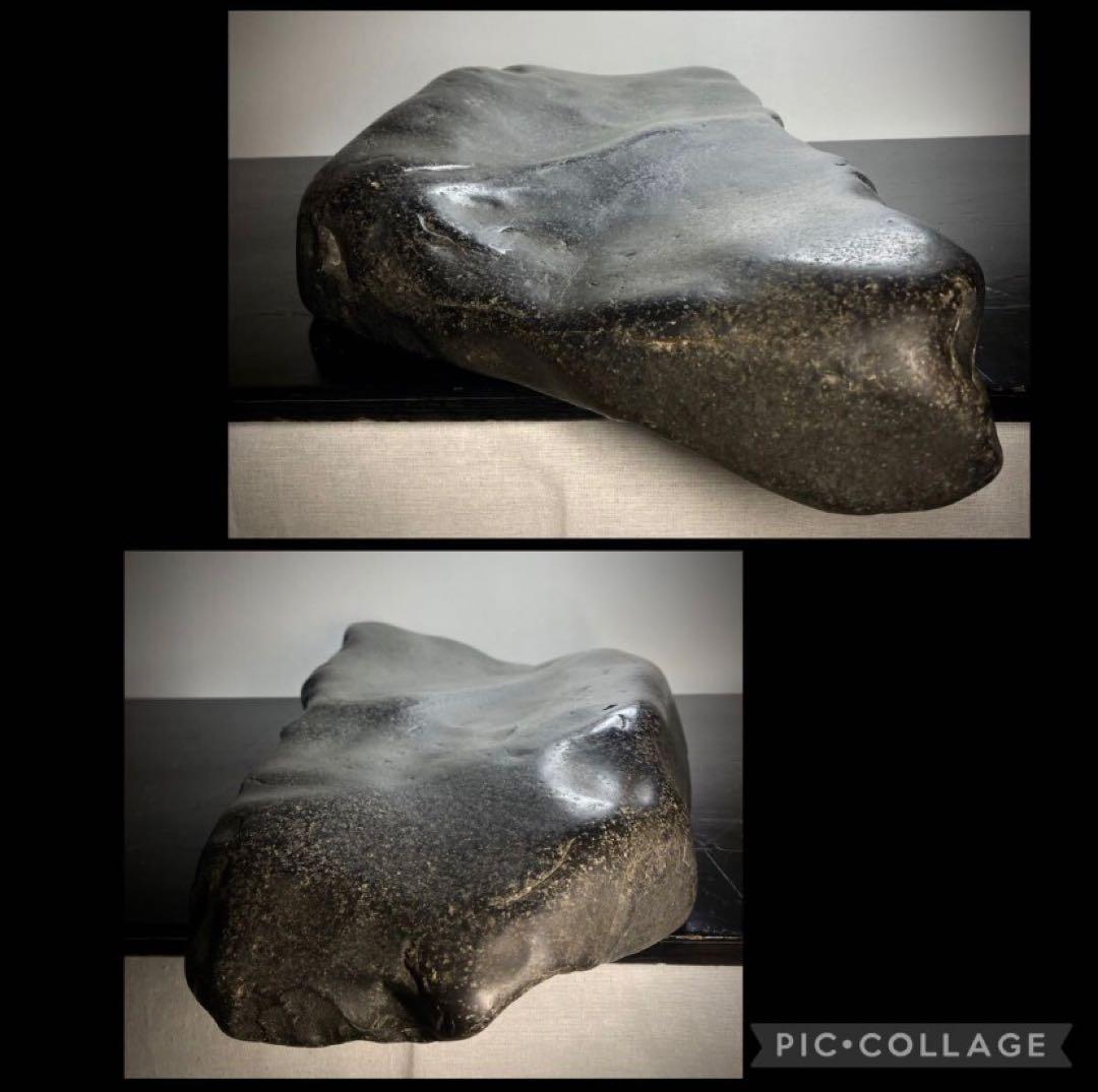 6952 瀬田川真黒石 ウブ 横47(cm)重量:12kg 水石 盆石
