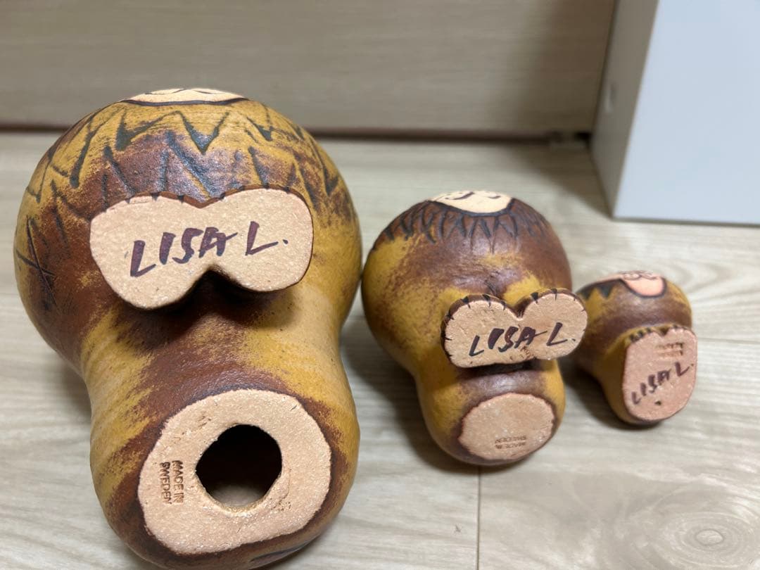 リサラーソン 木製ライオン置物セット（大・中・小）スウェーデン