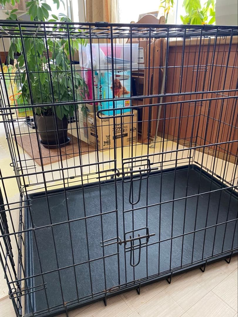 BLACK◆大型犬用折りたたみ金属ケージ
