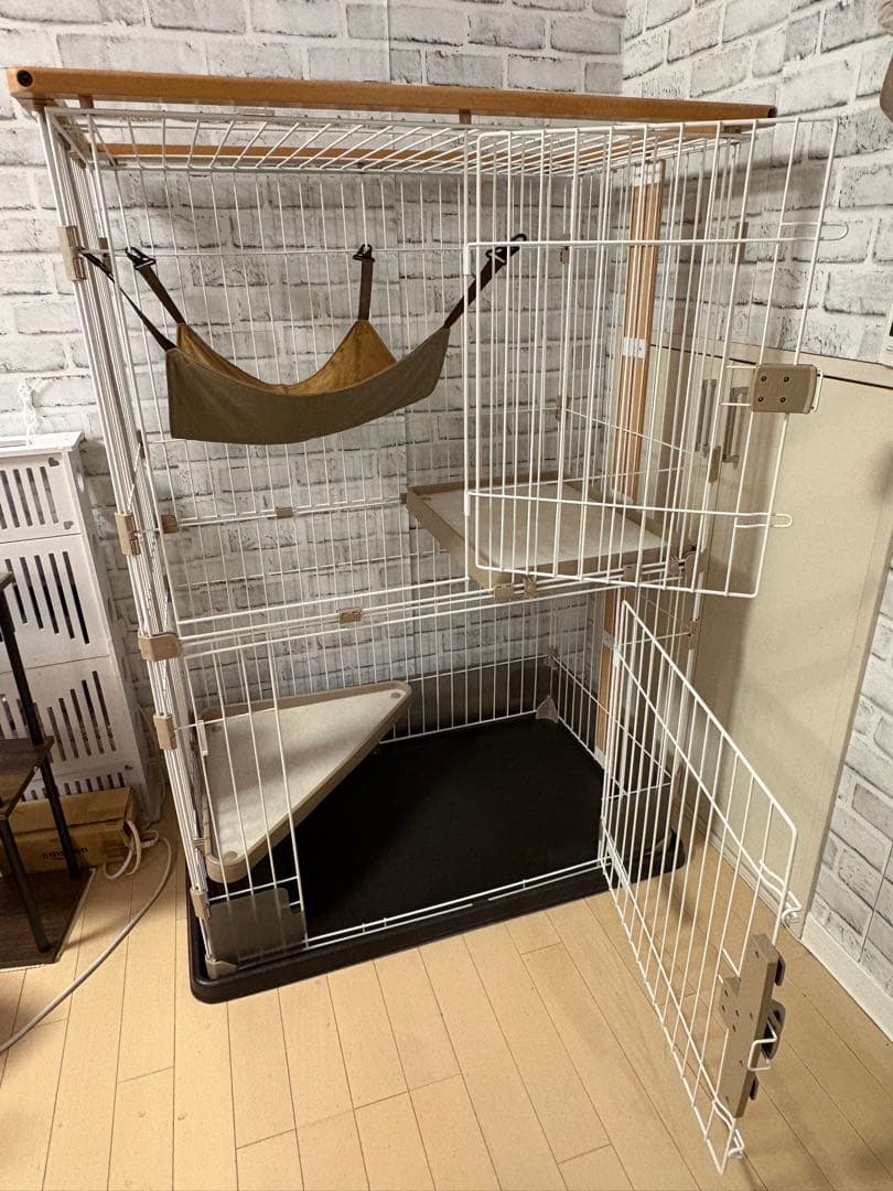 コジマ　ウッドワンサークル キャット 2段 KJセット　猫ケージ　ハンモック付き