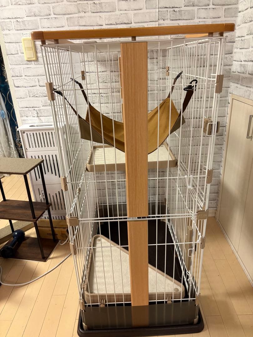 コジマ　ウッドワンサークル キャット 2段 KJセット　猫ケージ　ハンモック付き
