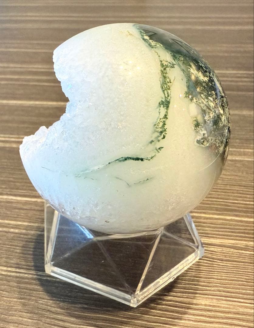 高品質♡ モスアゲート 笑口 スフィア 丸玉 ジオード 74mm 苔瑪瑙 天然石