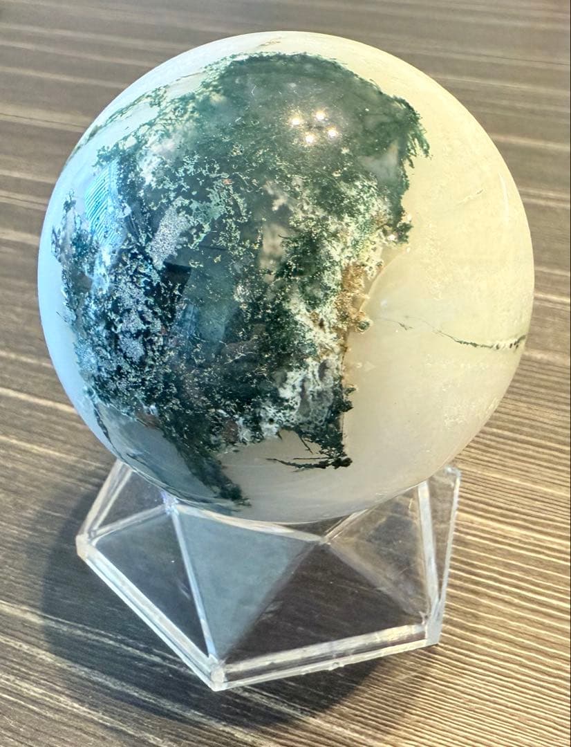 高品質♡ モスアゲート 笑口 スフィア 丸玉 ジオード 74mm 苔瑪瑙 天然石