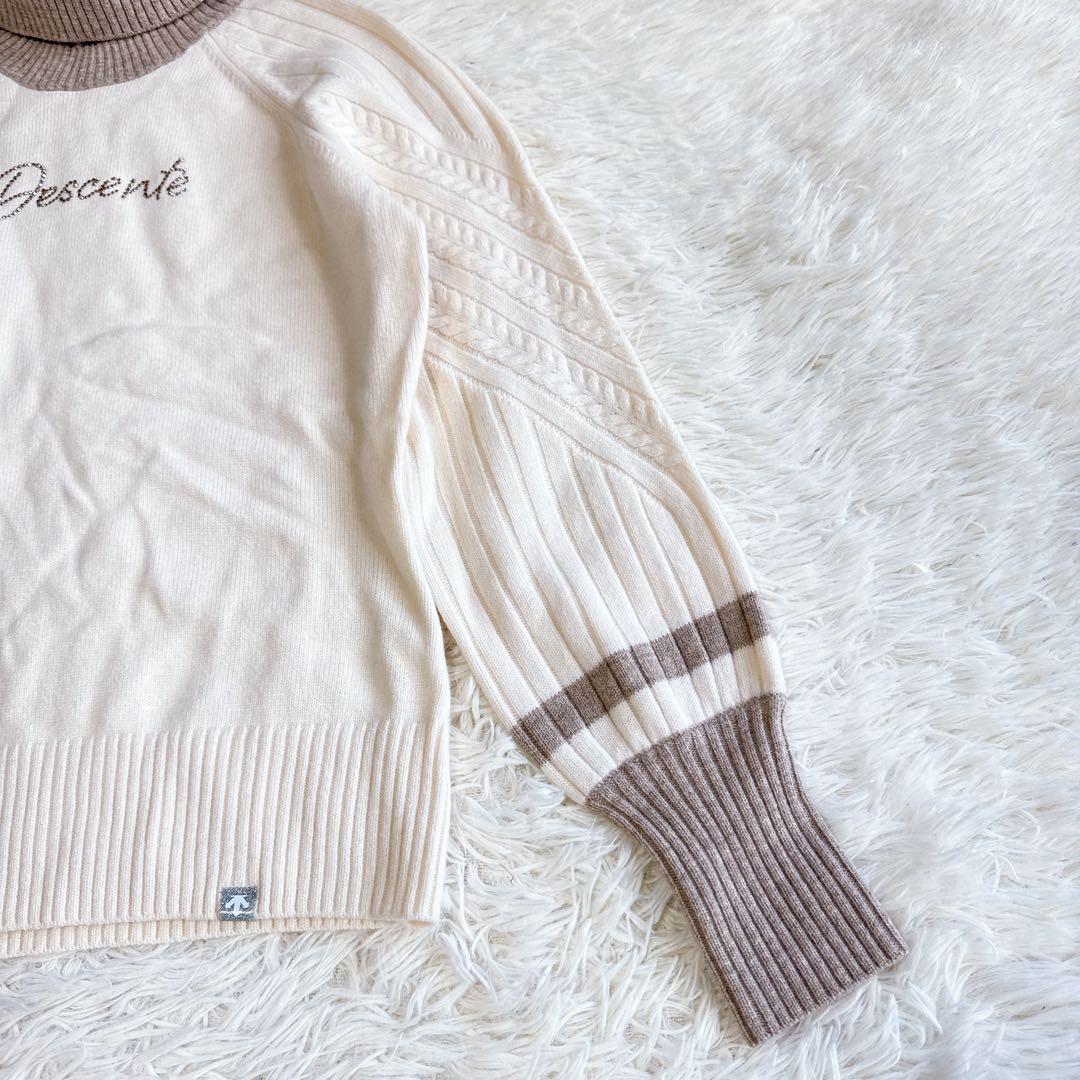 【デサントゴルフ】美品♡ニットセーター タートルネック ベージュ luxe M