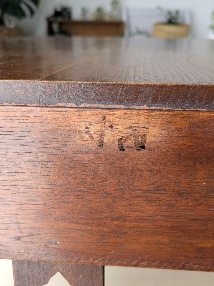 アンティーク　文机　レトロ　テーブル　机　木製　無垢　引き出し　昭和　大正