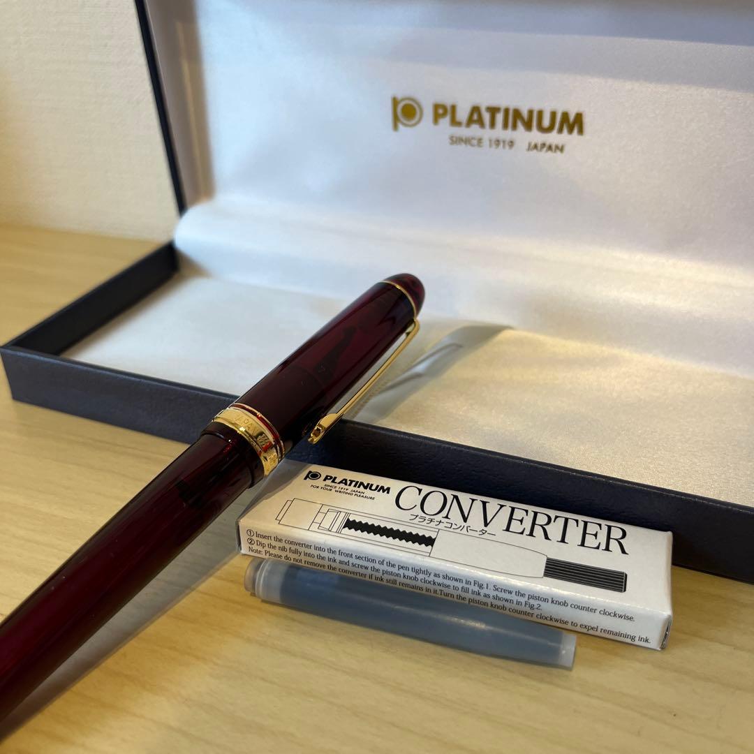 未使用　プラチナ 万年筆 センチュリー#3776 ブルゴーニュ