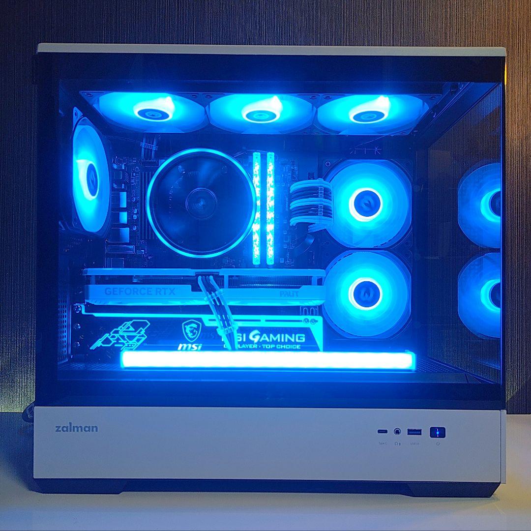 新品【光る高性能 白/黒 ゲーミングPC】デスクトップ／2面ガラス ピラーレス