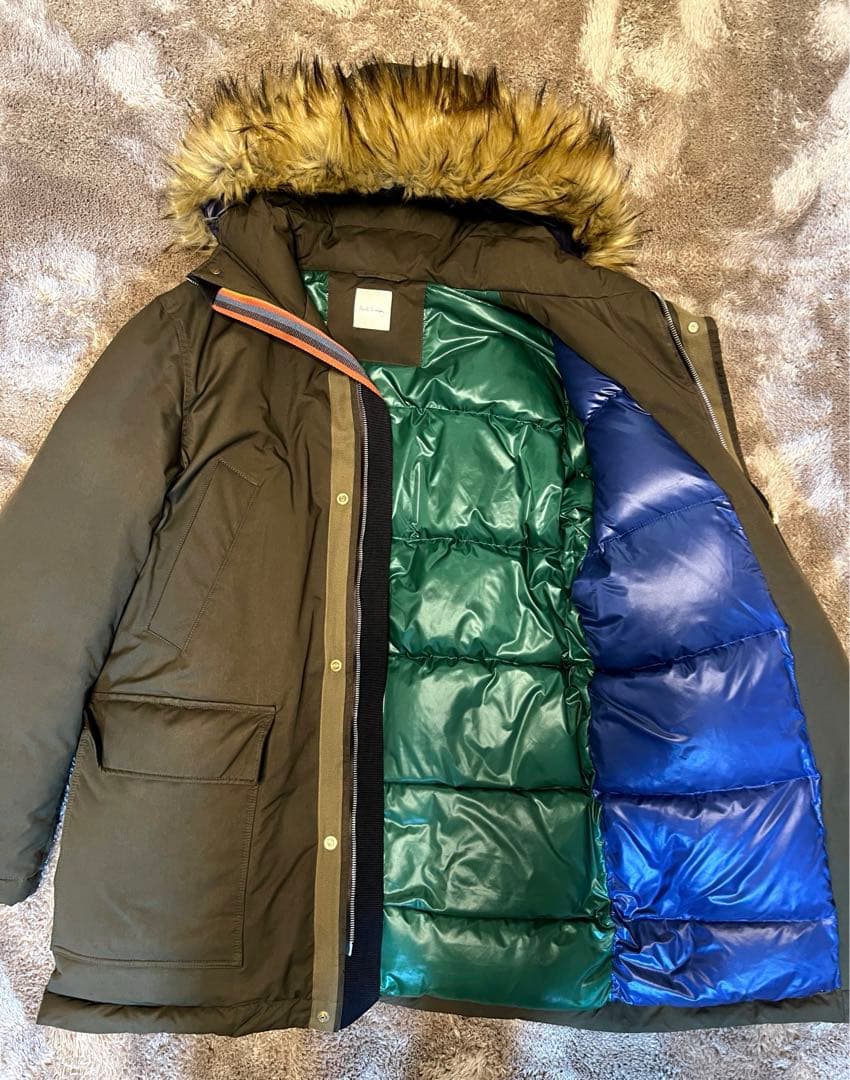 【美品】Paul Smith ダウンジャケット ファー付き オリーブグリーン