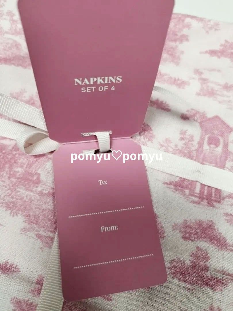 Harrods*⑅ トワル・ド・ジュイ風 ピンクナプキン 4枚セット