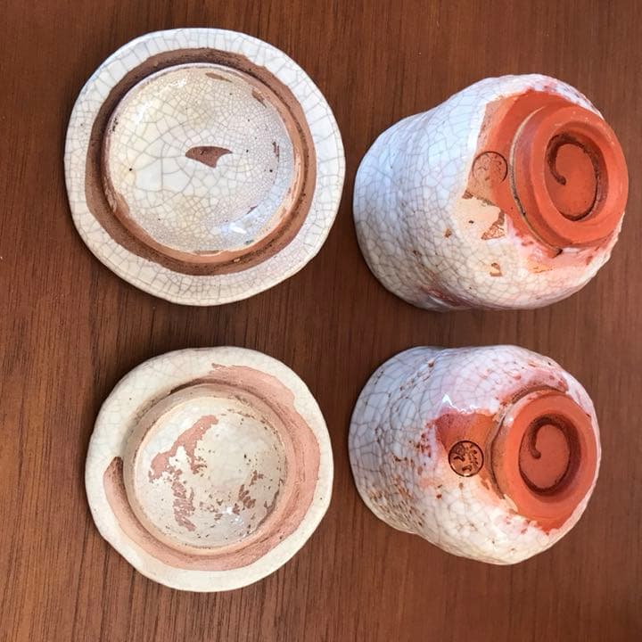 未使用　超希少　楽山焼　夫婦湯呑　蓋付き