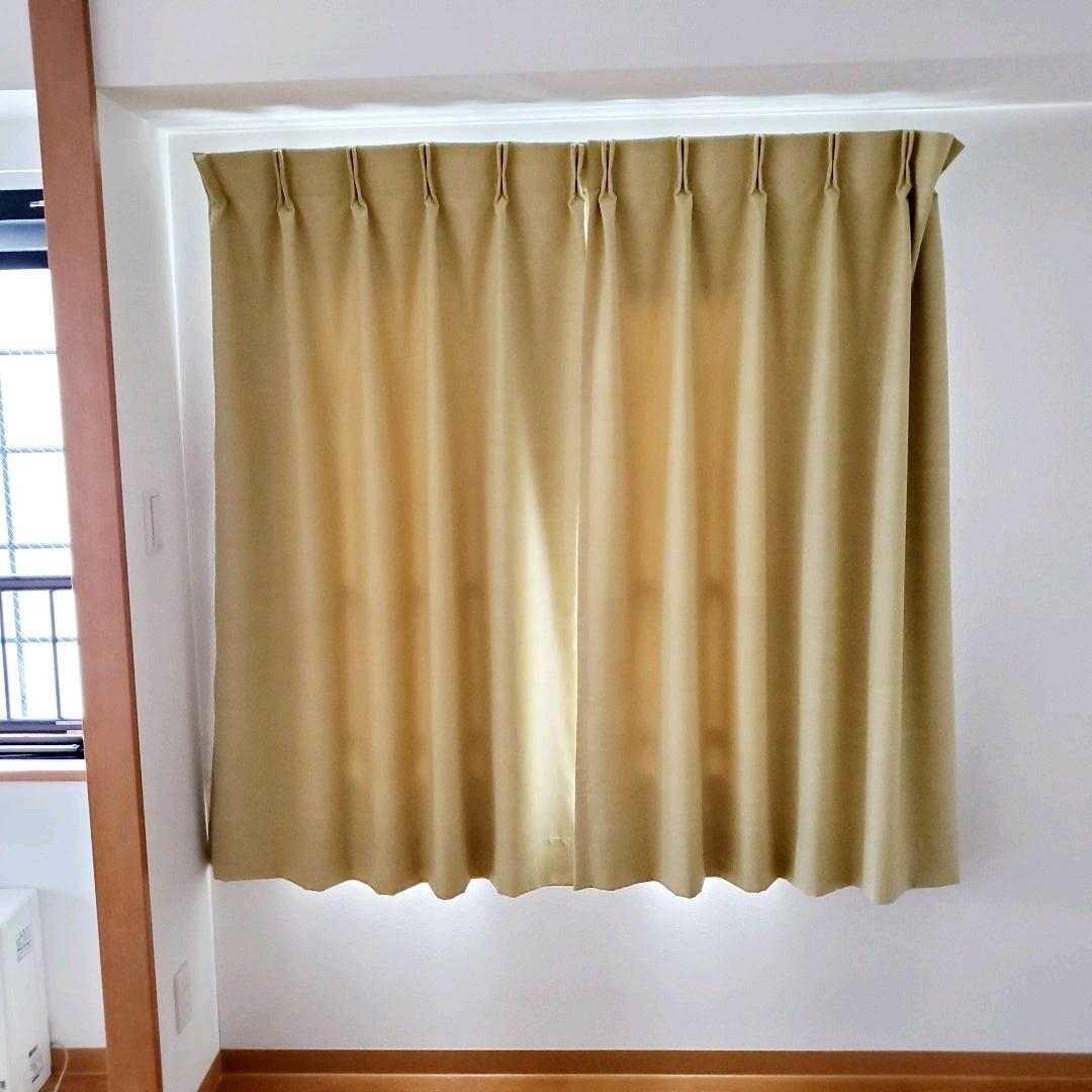 ★【美品】絶妙カラーの裏地付きオーダーカーテン ACTUS/イエロー★