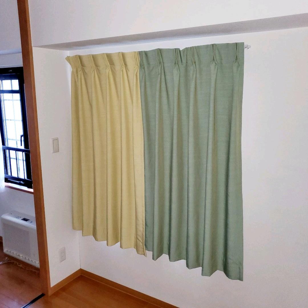 ★【美品】絶妙カラーの裏地付きオーダーカーテン ACTUS/イエロー★