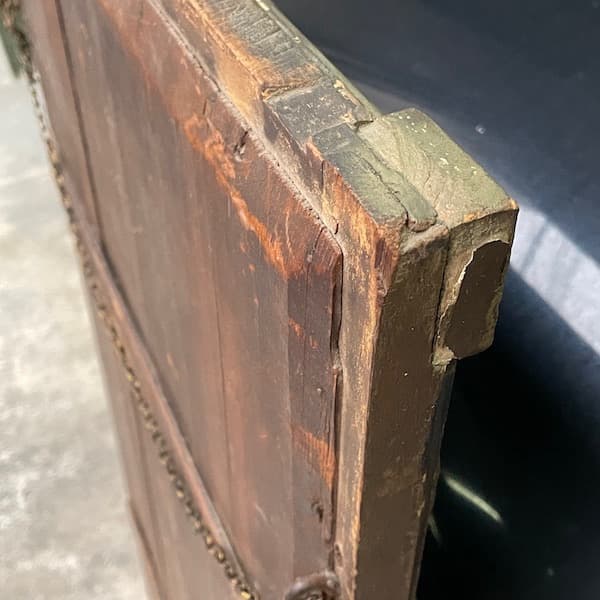 ビンテージ　ウォールミラー　壁掛け鏡　木製枠　木彫りの装飾