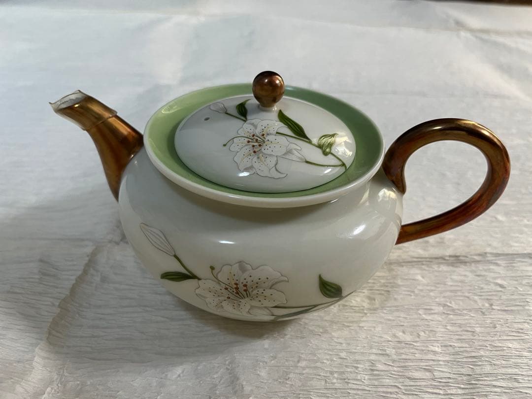 深川製磁　君島一郎　キミジマ　百合　急須　湯呑み　菓子皿