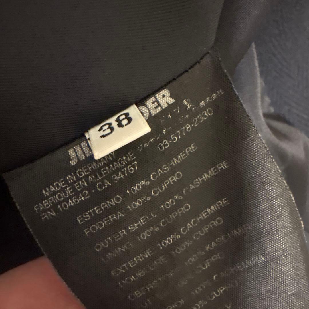 JIL SANDER ネイビー 100%カシミヤ　ウールコート　38