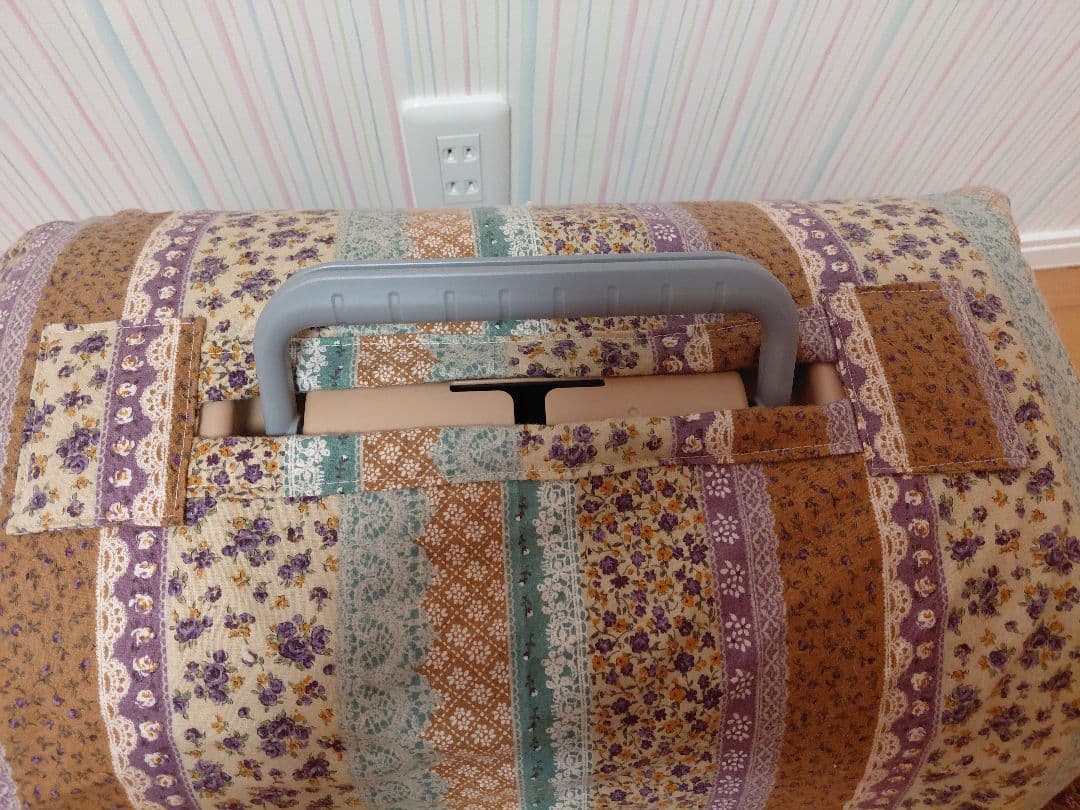 クレートカバーS　小花ボーダー×ボア