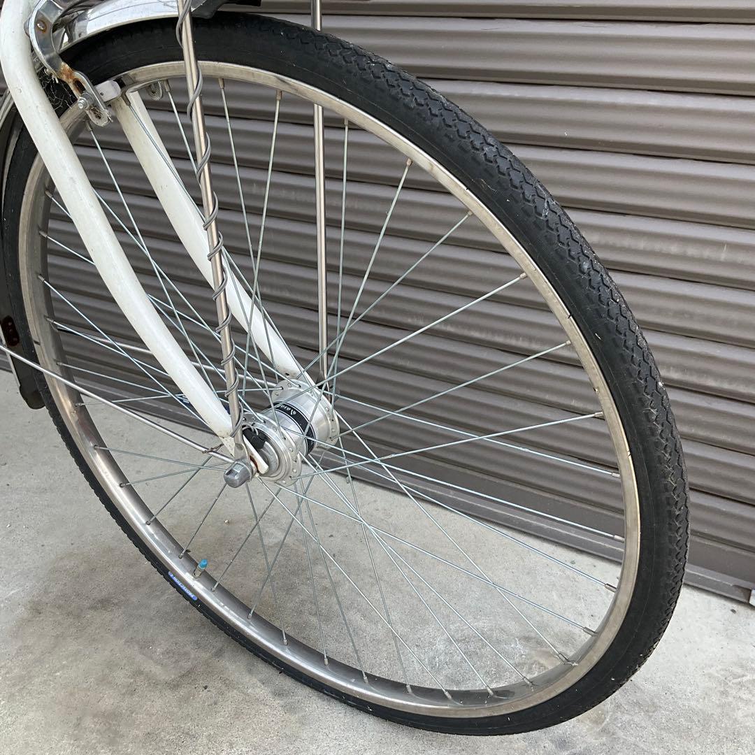 【前橋市内引渡】ママチャリ 27インチ自転車 6段変速/カゴ/鍵/オートライト付