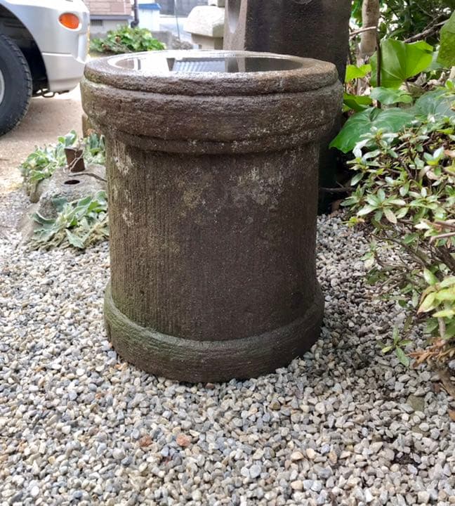 【縁先手水鉢・蹲】造園水石飾り石ガーデニングバードバス箱庭