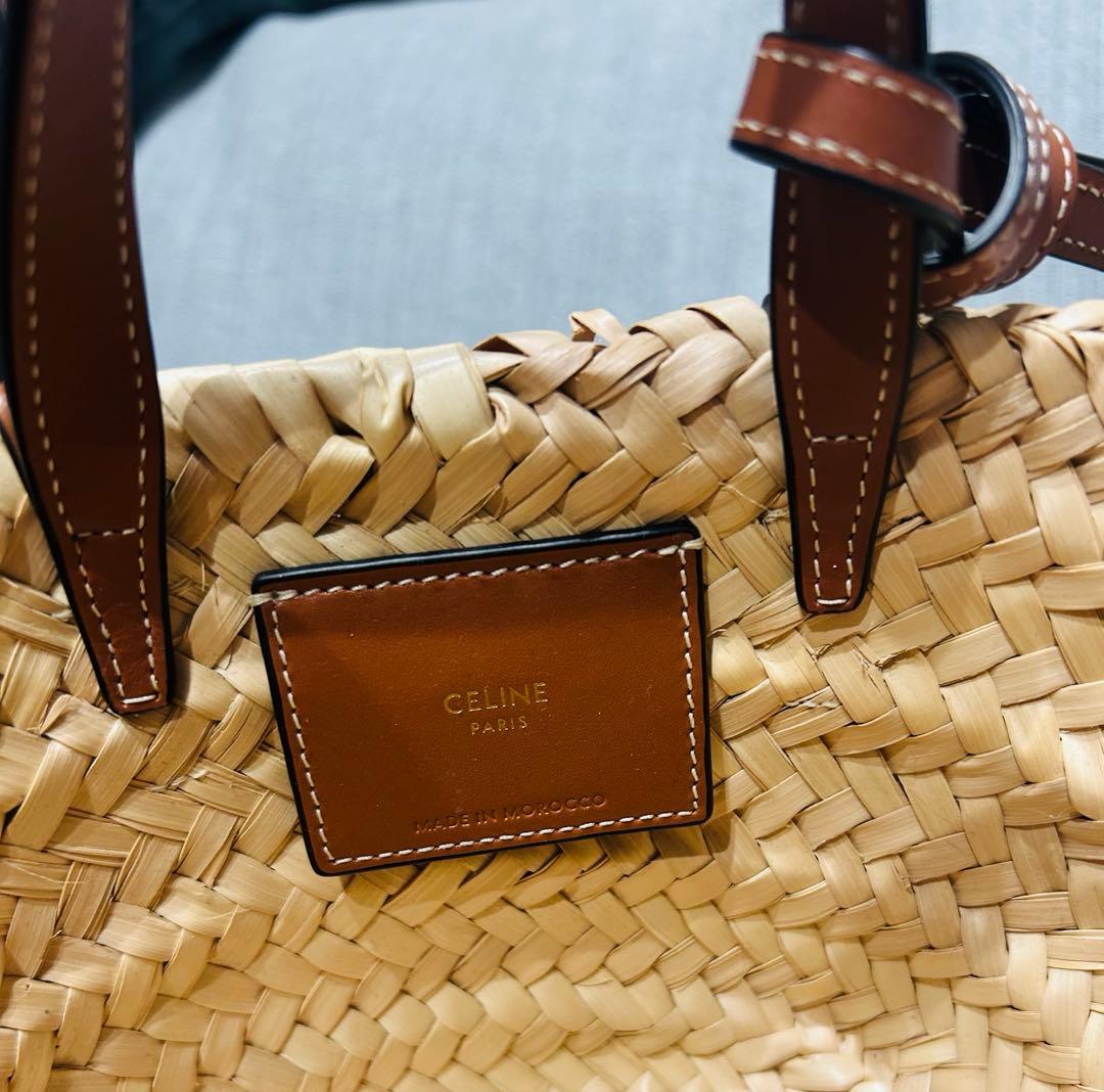【値下げ】CELINE セリーヌ ミニパニエ　ラフィア&カーフスキン