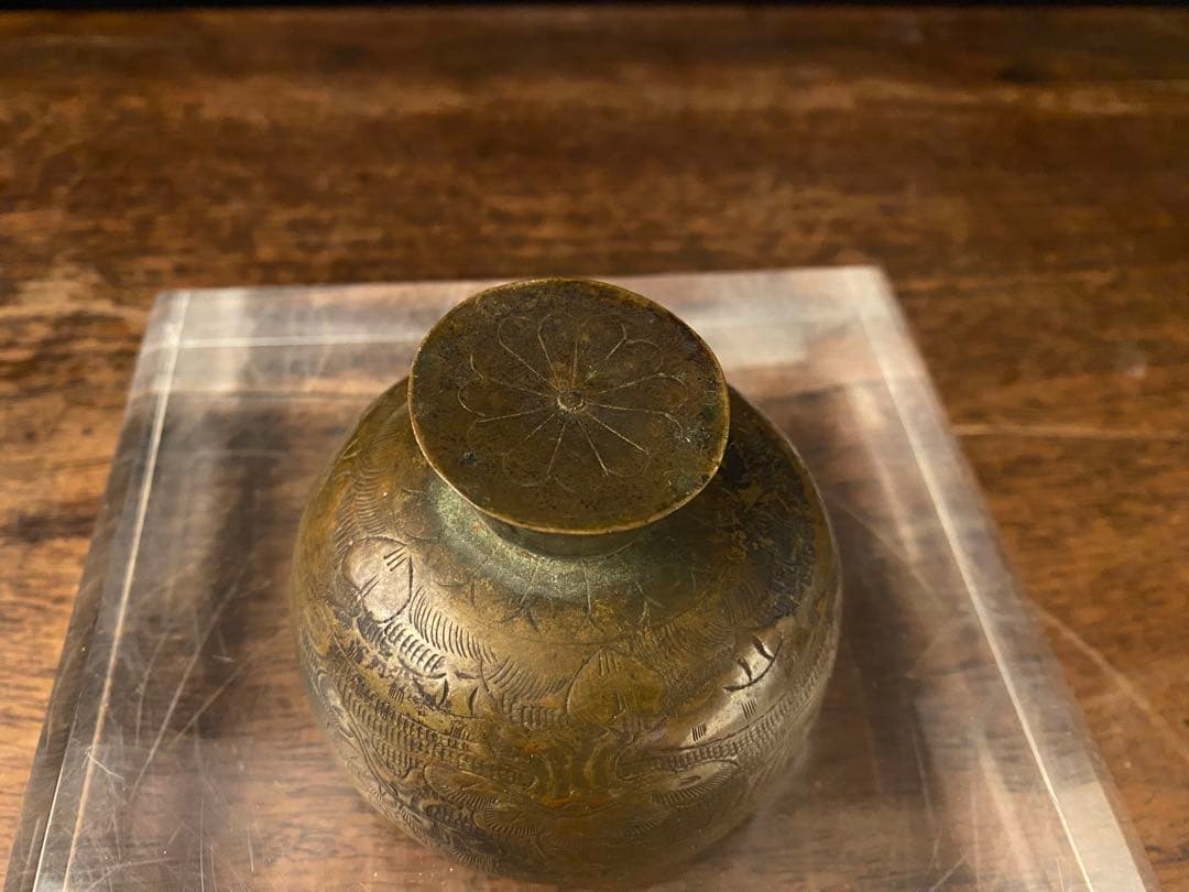 仏教美術　真鍮製松竹梅鶴亀文盃　時代　仏具　酒器