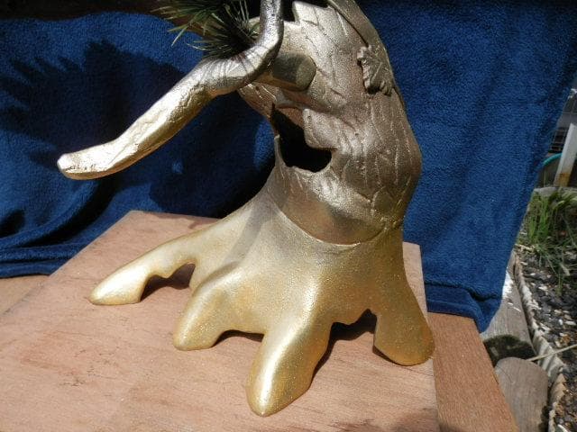 ゴールド松鷹（高47.5cm）鋳鉄製 鷹の置物14.6kg