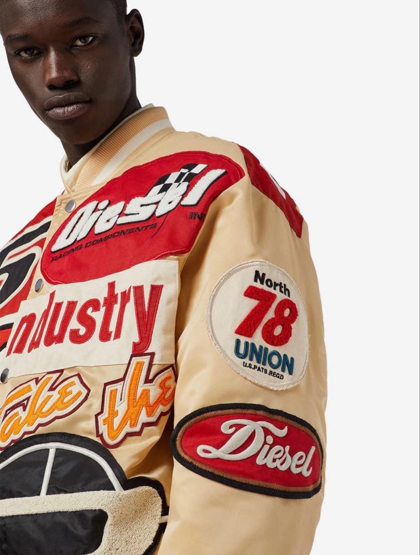 沖*三様 美品 DIESEL スタジャン レーシングジャケット ワッペン ボンバ