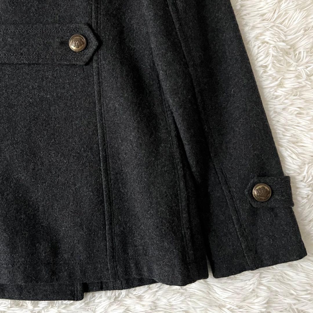 バーバリーブルーレーベル ノバチェック 金ボタン ピーコート ナポレオン 38