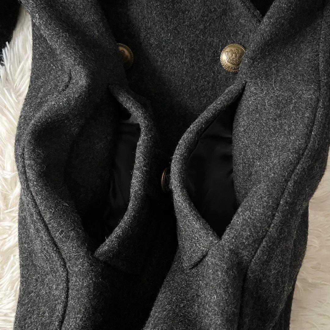 バーバリーブルーレーベル ノバチェック 金ボタン ピーコート ナポレオン 38