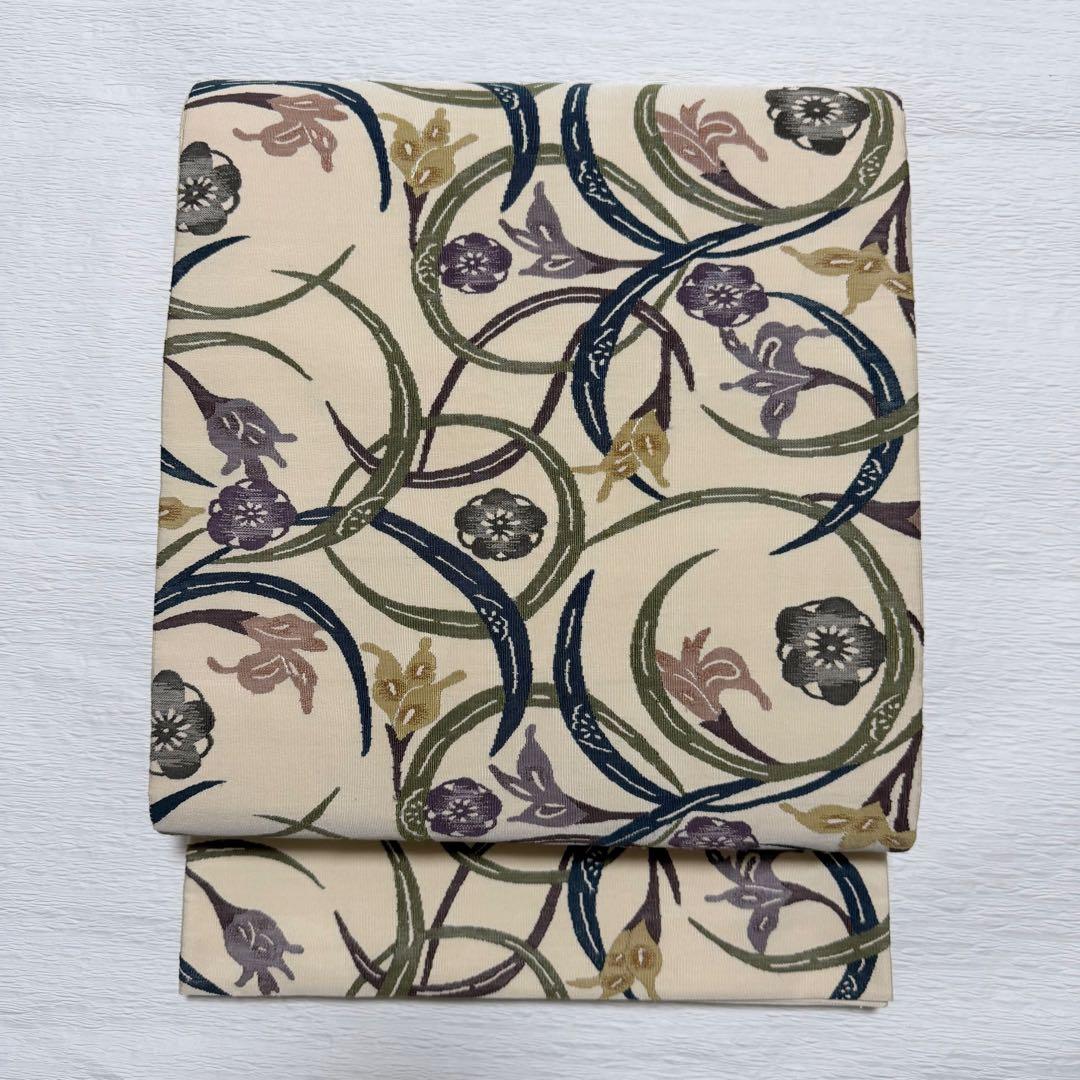 M101 紅型調　つづれ帯　正絹　袋帯　パールトーン加工済み　美品