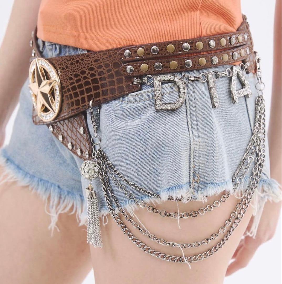 【d.i.a.】 スターバックルチェーン ベルト 平成 ギャル