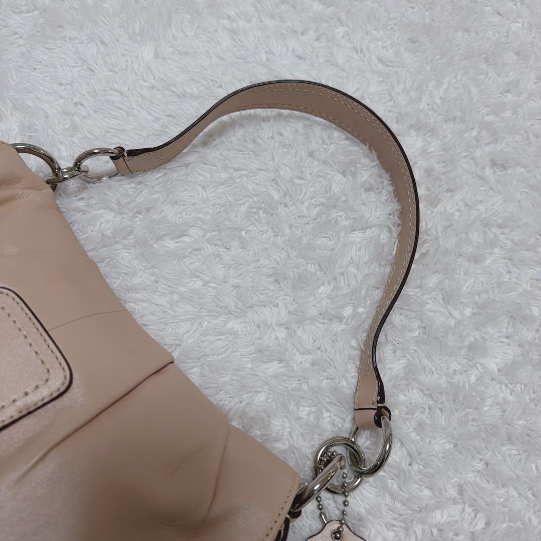 良品 コーチ ハンドバッグ ワンショルダー ソーホー シルバー金具 革 ピンク