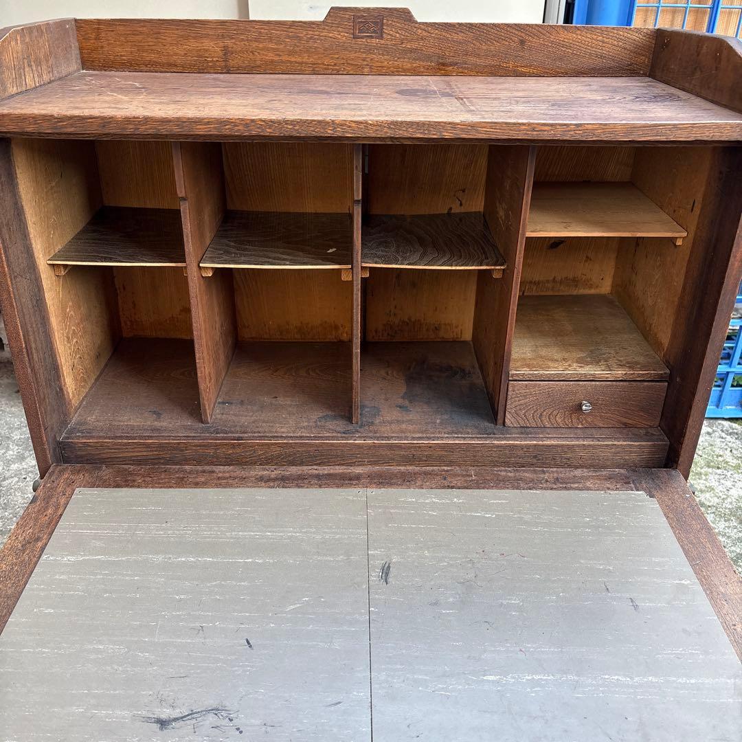 アンティーク　ライティングビューロー　實用新案　ライティングディスク　木製　文机