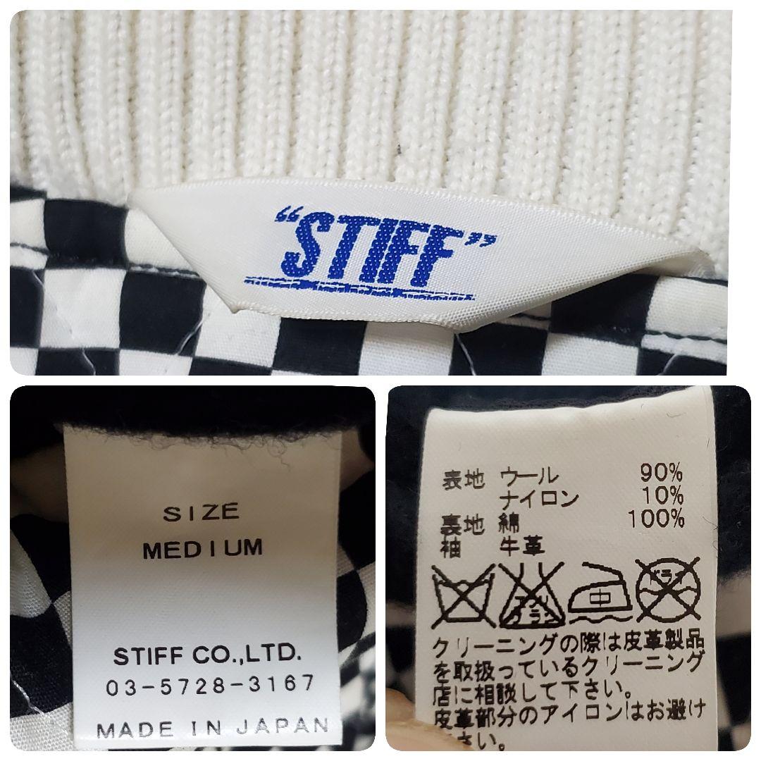 希少 STIFF レザー ウール スタジャン バイカラー 日本製 M