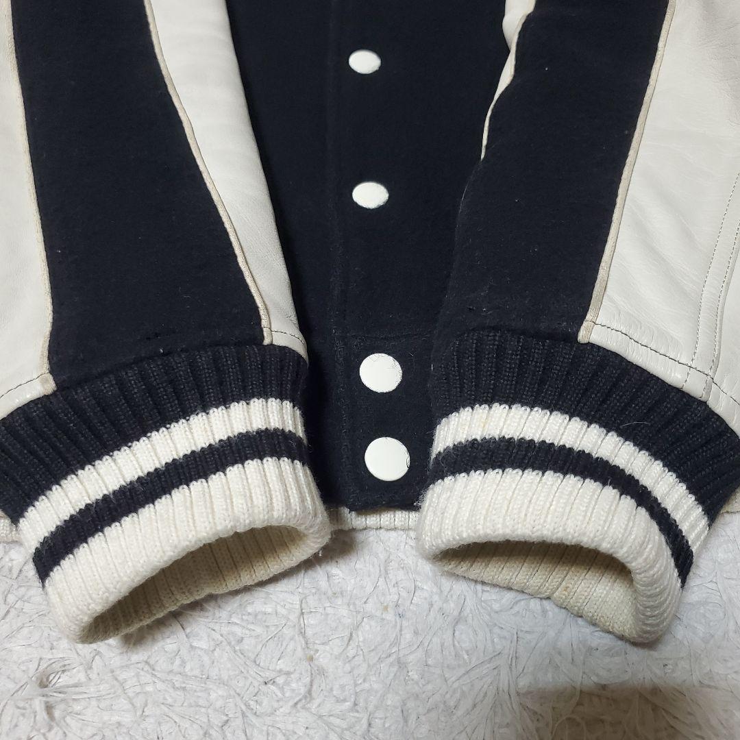 希少 STIFF レザー ウール スタジャン バイカラー 日本製 M